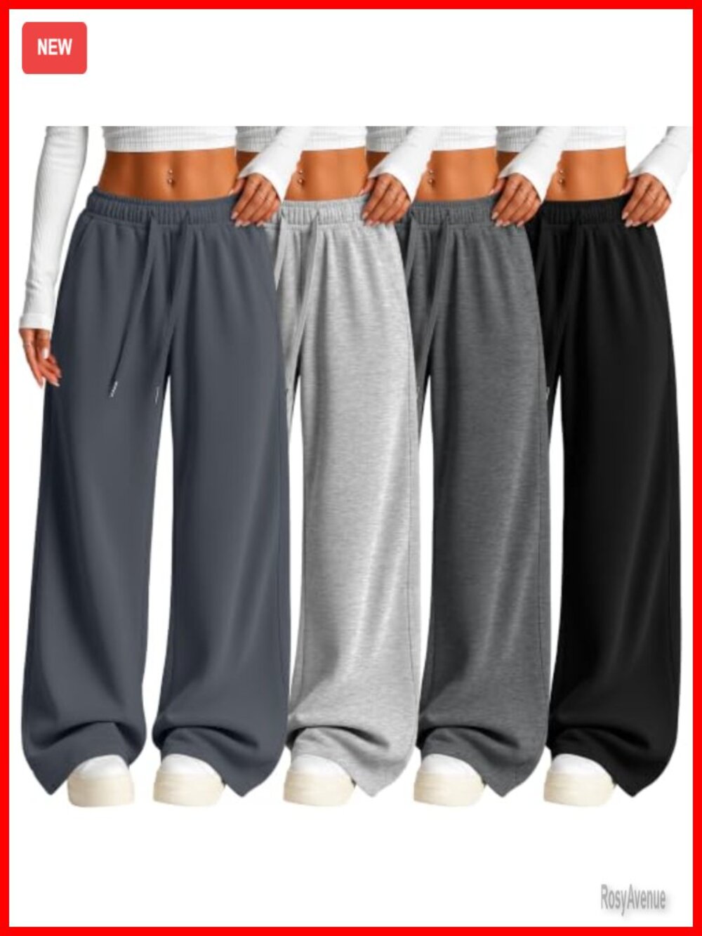 Wide Leg Sweatpants Baggy Lounge Pants Elastic Waist Drawstring